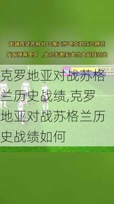 克罗地亚对战苏格兰历史战绩,克罗地亚对战苏格兰历史战绩如何