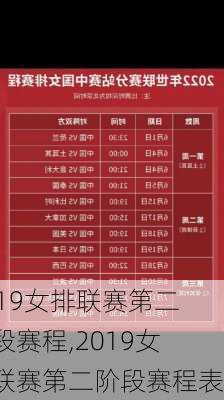 2019女排联赛第二阶段赛程,2019女排联赛第二阶段赛程表