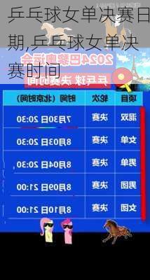 乒乓球女单决赛日期,乒乓球女单决赛时间