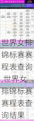 世界女排锦标赛赛程表查询,世界女排锦标赛赛程表查询结果