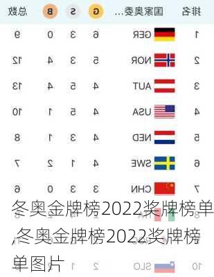 冬奥金牌榜2022奖牌榜单,冬奥金牌榜2022奖牌榜单图片