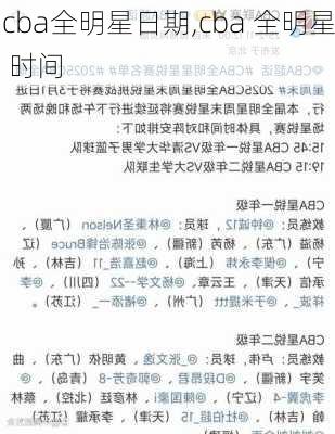 cba全明星日期,cba 全明星 时间