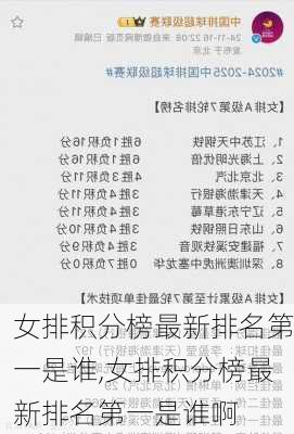 女排积分榜最新排名第一是谁,女排积分榜最新排名第一是谁啊