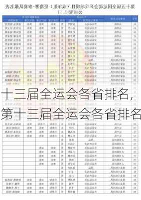 十三届全运会各省排名,第十三届全运会各省排名