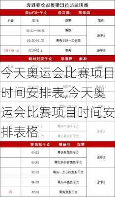 今天奥运会比赛项目时间安排表,今天奥运会比赛项目时间安排表格