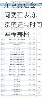 东京奥运会时间赛程表,东京奥运会时间赛程表格