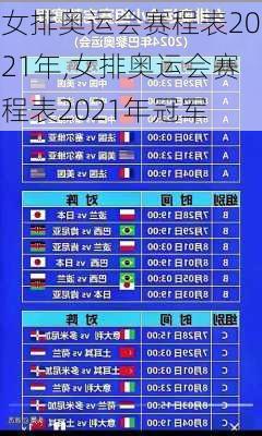女排奥运会赛程表2021年,女排奥运会赛程表2021年冠军