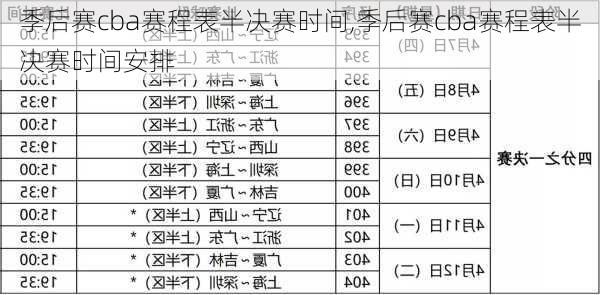 季后赛cba赛程表半决赛时间,季后赛cba赛程表半决赛时间安排