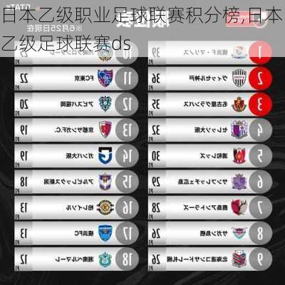 日本乙级职业足球联赛积分榜,日本乙级足球联赛ds