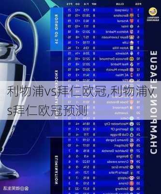 利物浦vs拜仁欧冠,利物浦vs拜仁欧冠预测