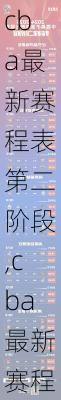 cba最新赛程表第二阶段,cba最新赛程表第二阶段时间