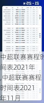 中超联赛赛程时间表2021年,中超联赛赛程时间表2021年11月
