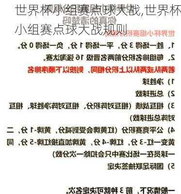 世界杯小组赛点球大战,世界杯小组赛点球大战规则
