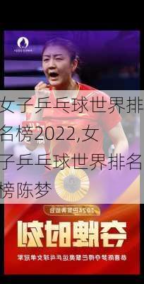 女子乒乓球世界排名榜2022,女子乒乓球世界排名榜陈梦