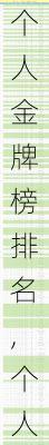 个人金牌榜排名,个人金牌榜排名最新