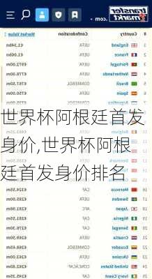 世界杯阿根廷首发身价,世界杯阿根廷首发身价排名