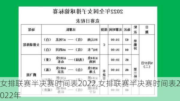 女排联赛半决赛时间表2022,女排联赛半决赛时间表2022年