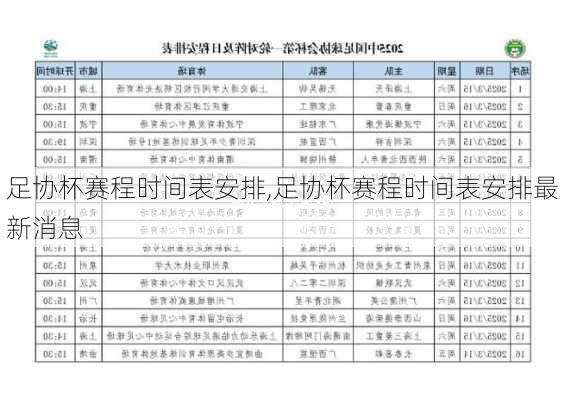 足协杯赛程时间表安排,足协杯赛程时间表安排最新消息