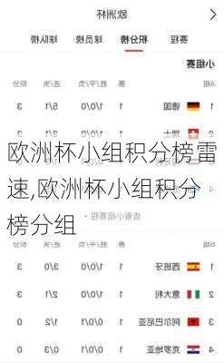 欧洲杯小组积分榜雷速,欧洲杯小组积分榜分组