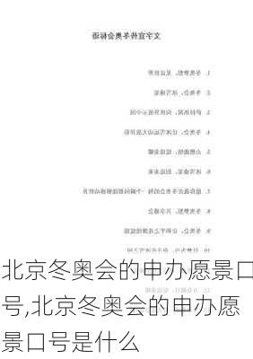 北京冬奥会的申办愿景口号,北京冬奥会的申办愿景口号是什么