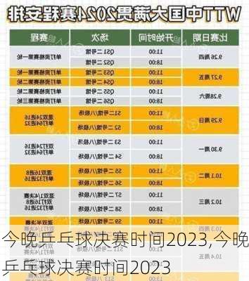 今晚乒乓球决赛时间2023,今晚乒乓球决赛时间2023