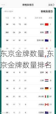 东京金牌数量,东京金牌数量排名