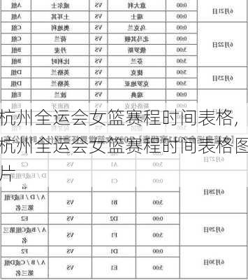 杭州全运会女篮赛程时间表格,杭州全运会女篮赛程时间表格图片