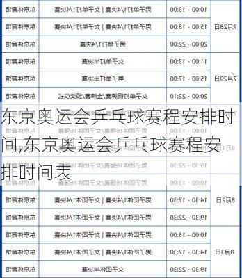 东京奥运会乒乓球赛程安排时间,东京奥运会乒乓球赛程安排时间表