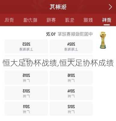 恒大足协杯战绩,恒大足协杯成绩