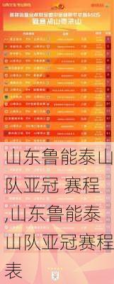 山东鲁能泰山队亚冠 赛程,山东鲁能泰山队亚冠赛程表