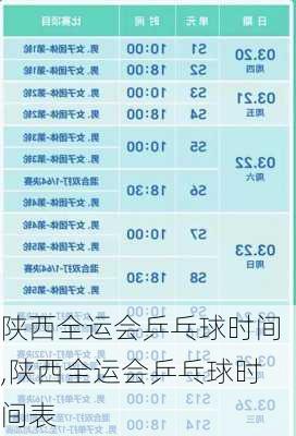 陕西全运会乒乓球时间,陕西全运会乒乓球时间表
