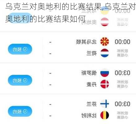 乌克兰对奥地利的比赛结果,乌克兰对奥地利的比赛结果如何