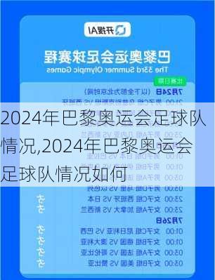 2024年巴黎奥运会足球队情况,2024年巴黎奥运会足球队情况如何